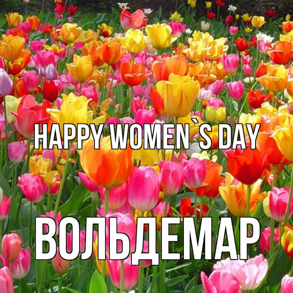 Greetings card с именем, Вольдемар happy women`s day на международный женский день Greetings with text for free download 
